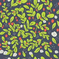 Seamless ditsy floral pattern with bright colorful flowers and leaves on black background in naive folk style. Summer template for fashion prints in vector.