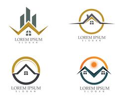 Diseño de logotipo de propiedad y construcción para signo corporativo empresarial. vector