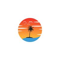 elemento de icono de vector de diseño de logotipo puesta de sol playa, concepto de logotipo al atardecer