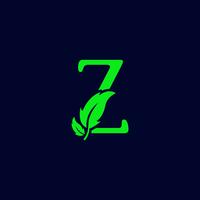 letter z leaf nature, eco green logo template vector isolated