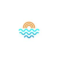 beach sunset logo design vector icon element, sunset logo concept