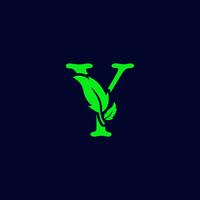 letter y leaf nature, eco green logo template vector isolated