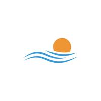 elemento de icono de vector de diseño de logotipo puesta de sol playa, concepto de logotipo al atardecer