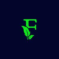 letter f leaf nature, eco green logo template vector isolated
