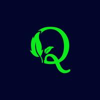 letter q leaf nature, eco green logo template vector isolated