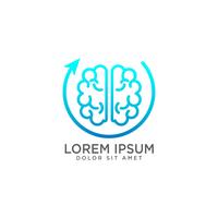 Ilustración de vector de plantilla de logotipo de concepto de cerebro e inspiración