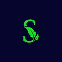 letter s leaf nature, eco green logo template vector isolated