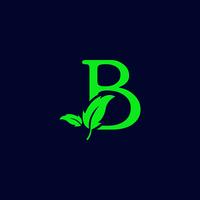 letter b leaf nature, eco green logo template vector isolated