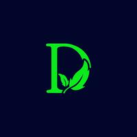Letra d hoja naturaleza, eco verde logo plantilla vector aislado