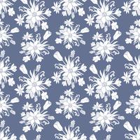 Seamless monochrome vector pattern with spring flowers.Floral patten. 