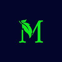 letter m leaf nature, eco green logo template vector isolated
