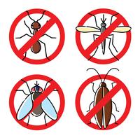 No insects flat icons set. Insecticide symbols.