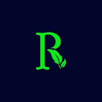 letter r leaf nature, eco green logo template vector isolated