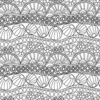 Doodle abstract seamless ornament. Coloring page doodle ornament. Monochrome seamless pattern for coloring. Monochrome textile doodle pattern. Repeating doodle abstract background. 