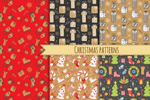 Seamless pattern with christmas elements. Vector New year background. Seasonal festive pattern for textile design, wrapping paper, scrapbooking.
