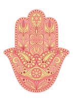 Hand drawn Hamsa symbol.  Hand of Fatima. Ethnic amulet common in Indian, Arabic and Jewish cultures. Colorful Hamsa symbol with eastern floral ornament. vector