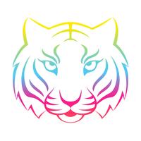 Icono de tigre aislado en un fondo blanco. Plantilla de logo de tigre, diseño de tatuaje, estampado de camiseta. vector