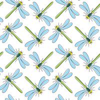 Dragonfly vector seamless pattern for textile design, wallpaper, wrapping paper 