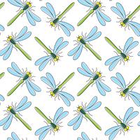 Dragonfly vector seamless pattern for textile design, wallpaper, wrapping paper 