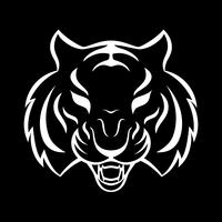 Icono de tigre aislado en un fondo blanco. Plantilla de logo de tigre, diseño de tatuaje, estampado de camiseta. vector