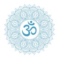 Aum Om Ohm symbol in decorative round mandala ornament. vector