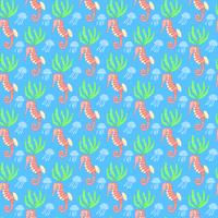 Seamless pattern with underwater animals. Sea life vector pattern. 