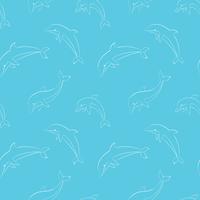 Vector seamless pattern with playing dolphins.