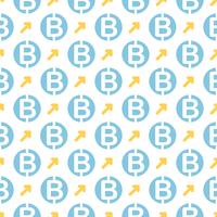 Vector seamless pattern with bitcoins. Cryptocurrency repeating background.