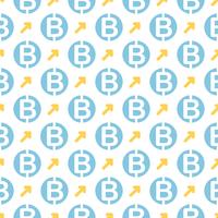 Vector seamless pattern with bitcoins. Cryptocurrency repeating background.