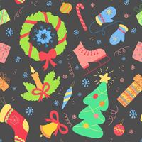 Seamless pattern with christmas elements. Vector New year background.