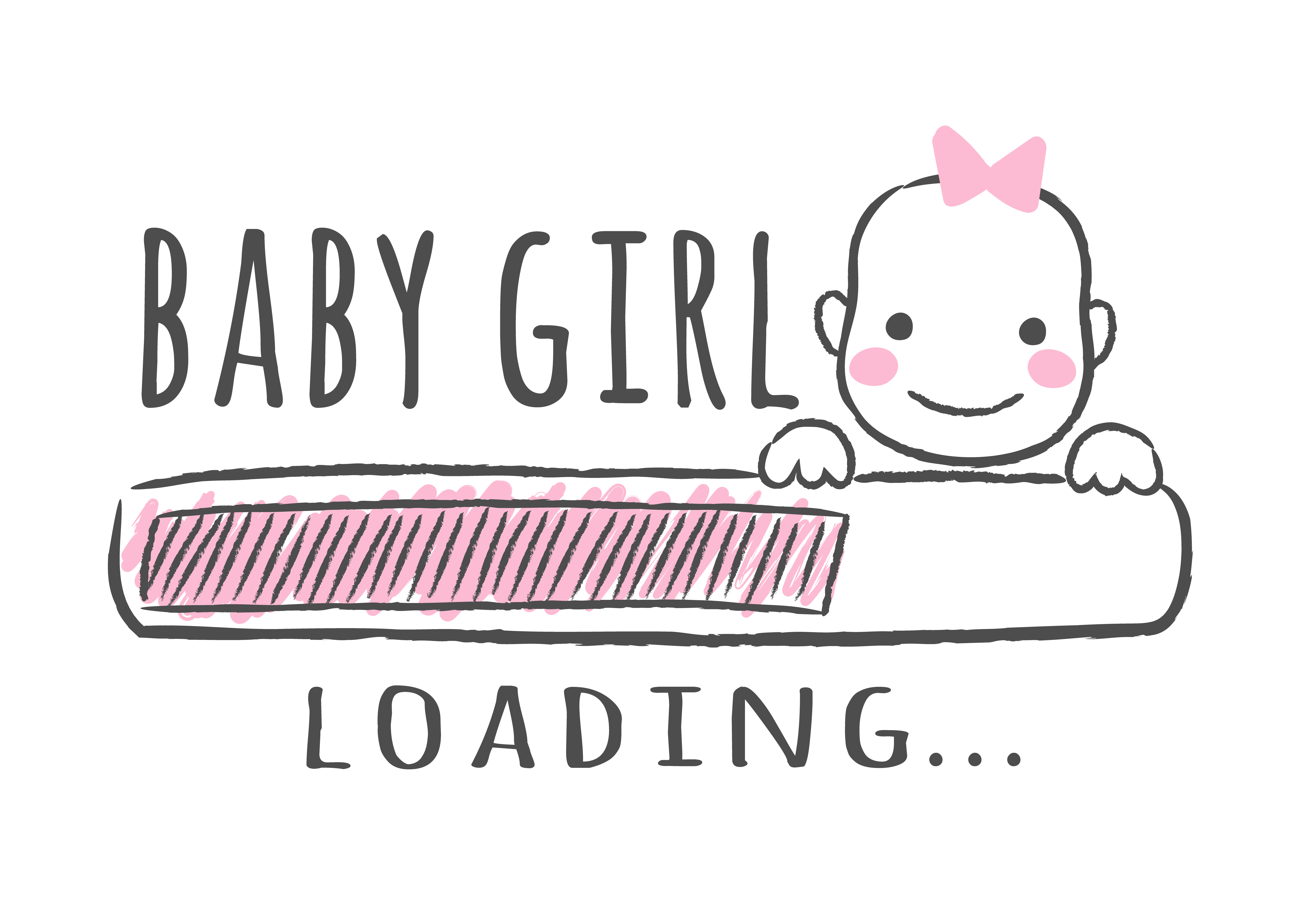 Progress Bar With Inscription Baby Girl Is Loading And Kid Face