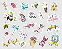 Collection of girly pop stickers. 13820329 Vector Art at Vecteezy