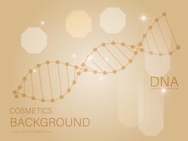 Vector de estructura de ADN dorado. Fondo de lujo del bokeh de los cosméticos del cuidado de piel de la belleza.