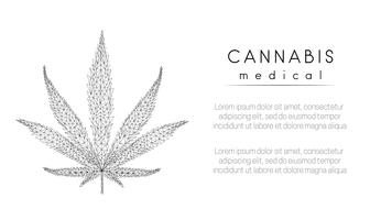 El cannabis medicinal. Hoja de marihuana. Diseño de bajo poli estilo.