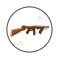 Icono de pistola automática de arte lineal vector