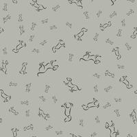 Seamless pattern with the image of the contours of the dog. vector