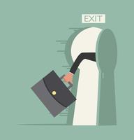 hand hold  briefcase run to open exit door vector