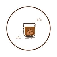 Línea arte vaso de whisky. vector