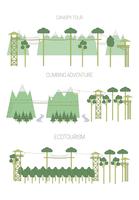 Set of eco tourism illustrations. Line art style. vector