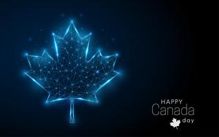 Plantilla de feliz día de Canadá. Hoja de arce de baja poli. vector