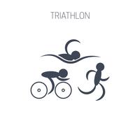 Triathlon symbol - running, swimming and cycling men.  vector