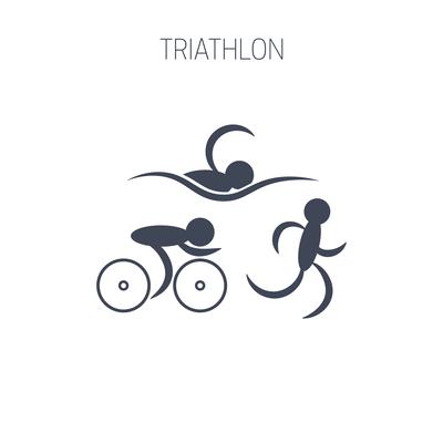 Triathlon symbol - running, swimming and cycling men. 