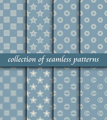 Set of art deco seamless patterns. Stylish modern textures. abstract backgrounds