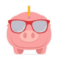 Piggy bank wearing eyeglasses  for save money