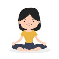 little girl meditating in flat design vector