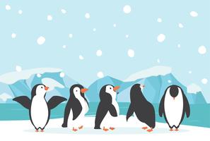 Winter North pole Arctic landscape penguin vector