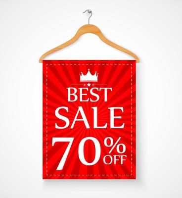 Sale promotion with wire hanger and banner