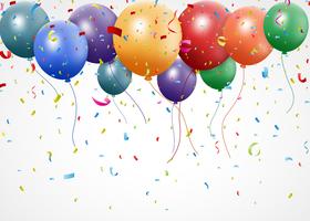 Diseño de cumpleaños con globo y confeti. vector