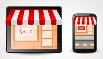 concepto de compras en línea tienda en smartphone vector