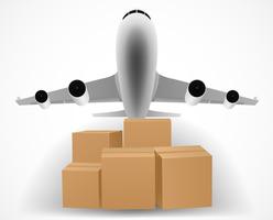 airplane delivery concept with pile of packages vector